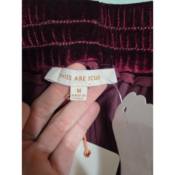Skies are blue medium women's maroon wine velvet joggers new with tags - Picture 5 of 10